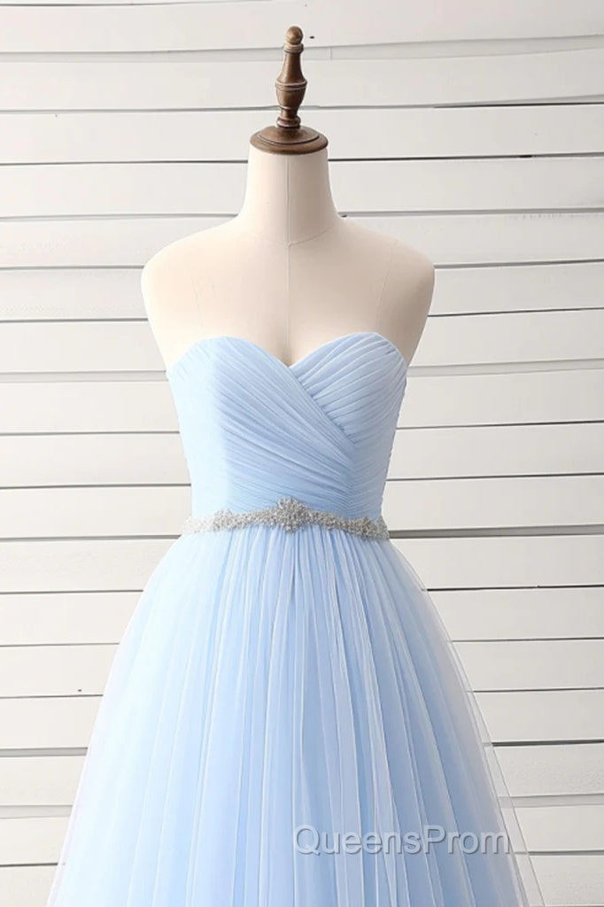 A-Line Sweetheart Neck Tulle Light Sky Blue Long Evening Prom Dress Secondary image