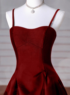 A-Line Sweetheart ??Classy Prom Dress For Birthday&Graduation-Burgundy Satin Long Classy Evening Dress