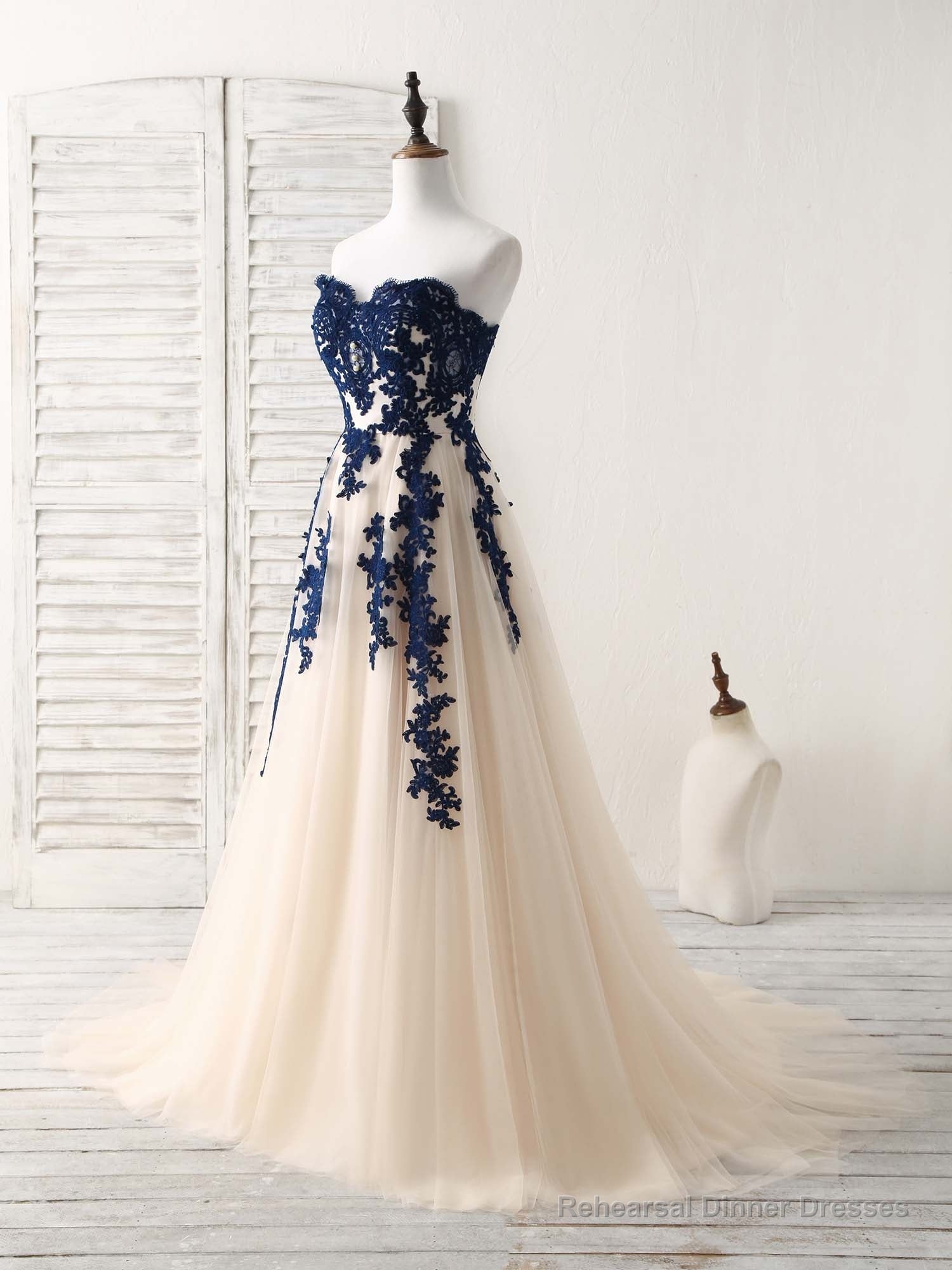 A-Line Sweetheart Tulle Lace Applique Green Long Prom Dress, Bridesmaid Dress Main image