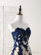 A-Line Sweetheart Tulle Lace Applique Long Prom Dress, Bridesmaid Dress