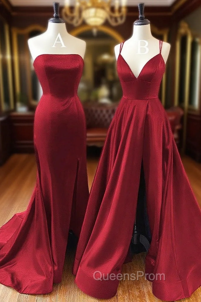 A-Line Trumpet/Mermaid Sleeveless Sweep Train Satin Evening Prom Dress With Split Main image