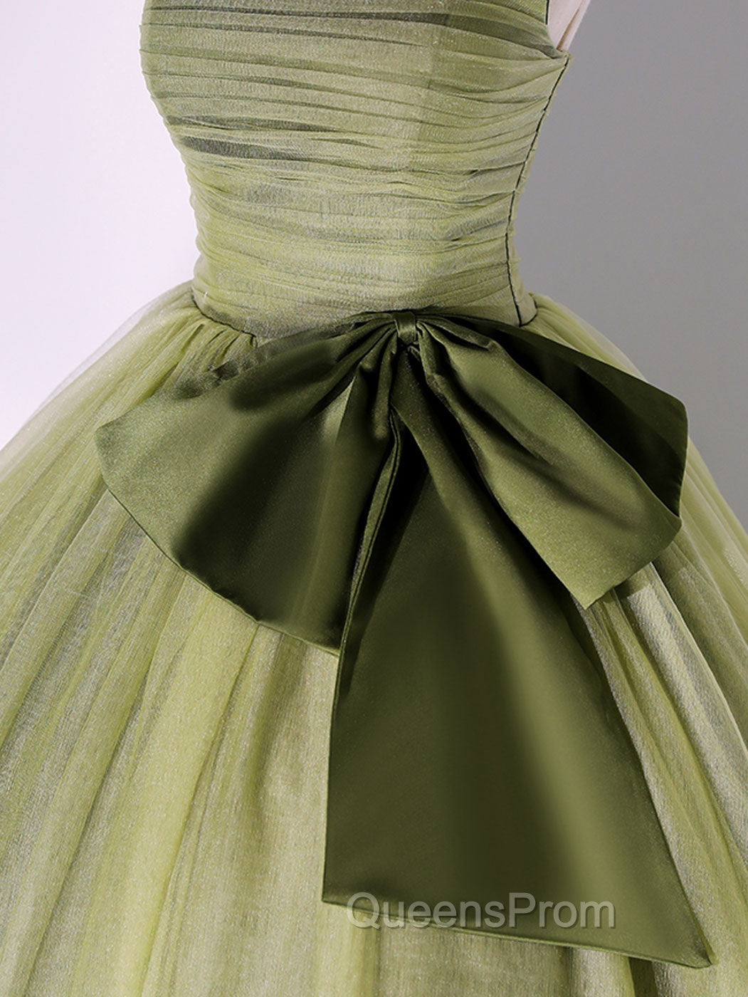 A Line Tulle Green Long Evening Prom Dress, Green Tulle Evening Party Dress