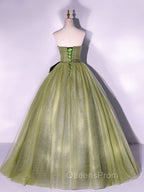A Line Tulle Green Long Evening Prom Dress, Green Tulle Evening Party Dress