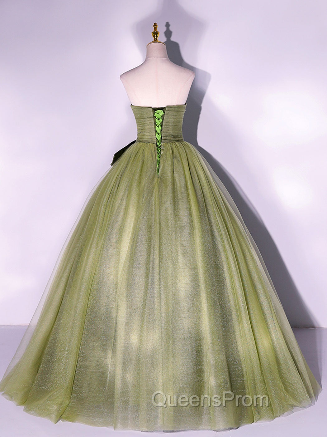 A Line Tulle Green Long Evening Prom Dress, Green Tulle Evening Party Dress