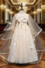 A-Line Tulle Lace Butterfly Champagne Flower Girl Dress
