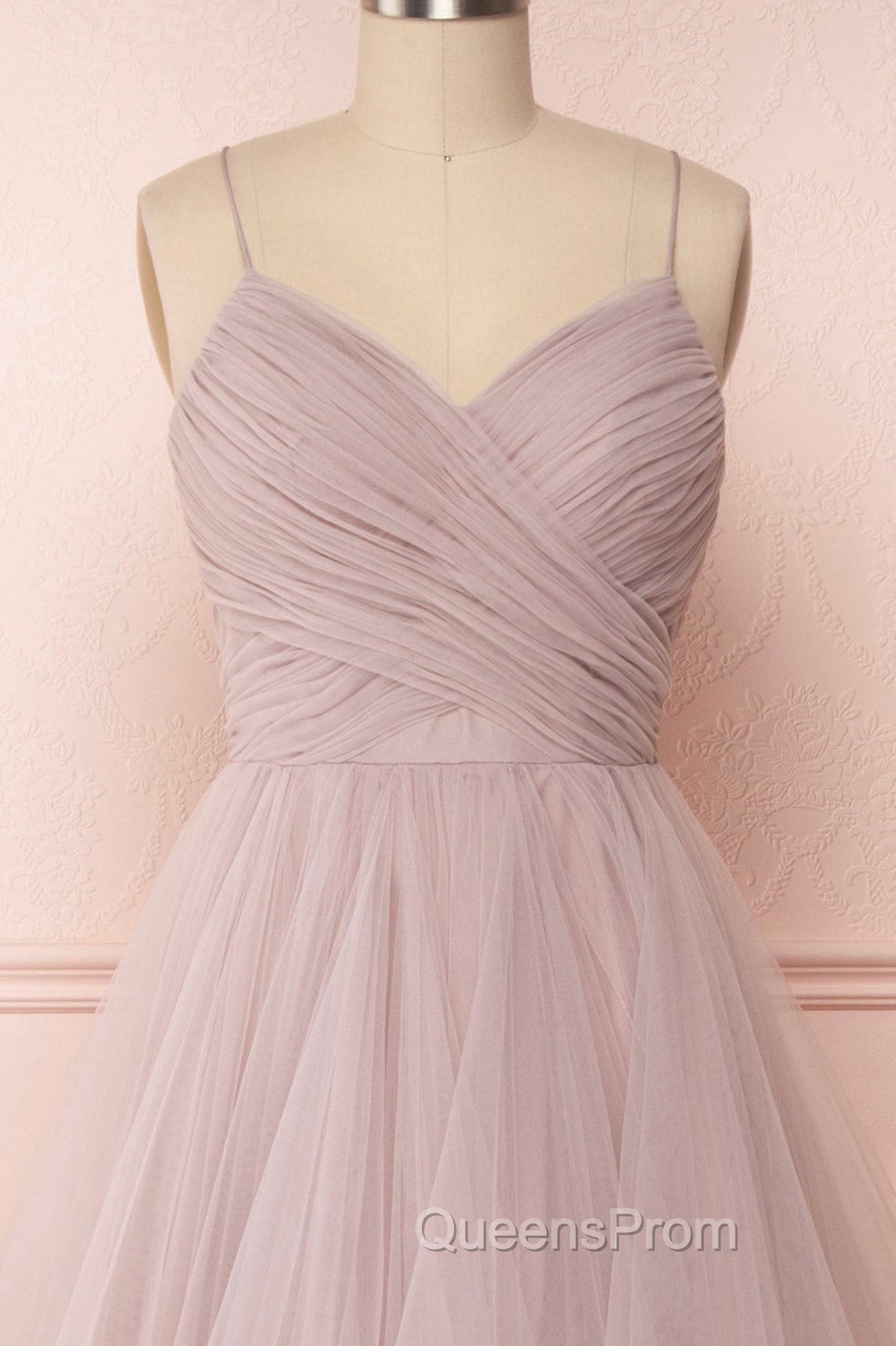 A-Line Tulle Layers Long Evening Dress, Cute V-Neck Evening Party Dress Secondary image