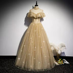 A Line Tulle Long Classy Prom Dress