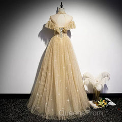 A Line Tulle Long Evening Prom Dress