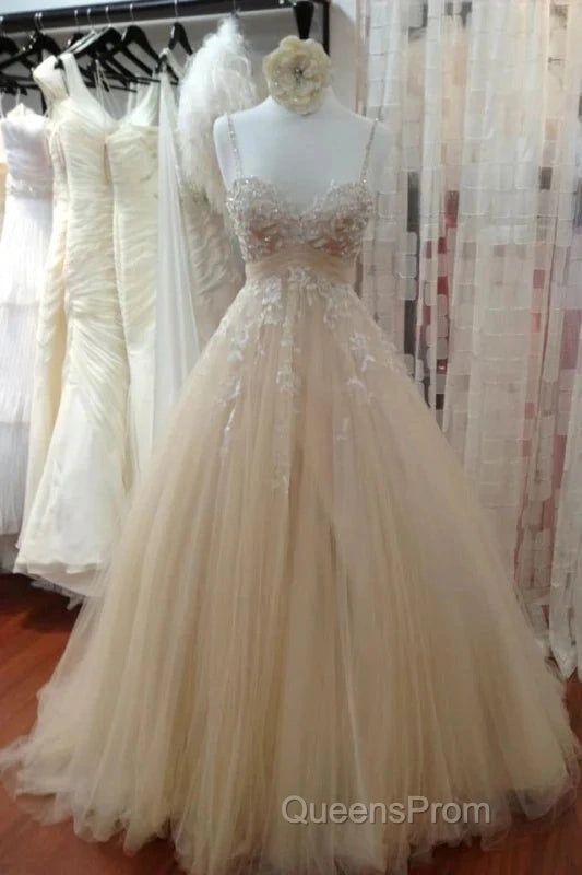 A Line Tulle Long Evening Prom Straps Sweetheart Lace Appliques Wedding Dress Secondary image