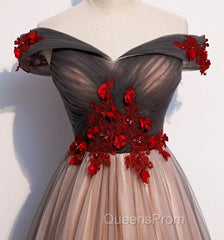 A-line Tulle Ruched Embellished Evening Prom Dress, Long Party Dress