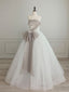 A-Line Tulle White Long Evening Prom Dress, White Evening Party Dress