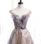 A-line Tulle with Lace Applique Party Dress Tulle Long Evening Prom Dress Evening Prom Dress shops