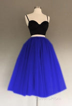 A Line Two Piece Homecoming Dress Short Tulle Evening Prom Gowns