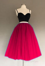 A Line Two Piece Homecoming Dress Short Tulle Evening Prom Gowns