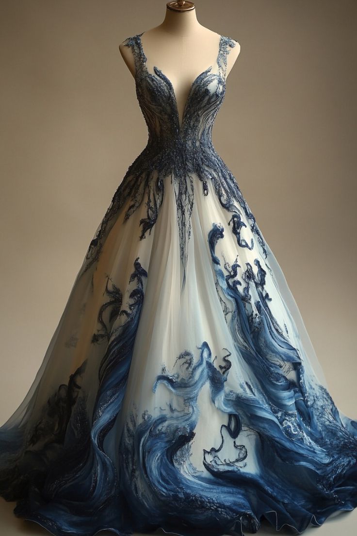 A-Line V-Neck Beaded Tulle Long Classy Prom Dress