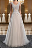 A Line V Neck Gray Floral Long Evening Prom Dress, V Neck Gray Long Floral Formal Bridesmaid Dress