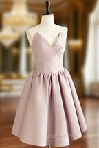 A-Line V  Neck Pink Short Evening Prom Dress, Pink Homecoming Dress