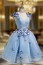 A-line V-neck Evening Prom Dress Tulle Short Homecoming Dress