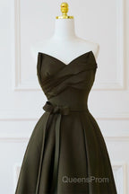 A-Line V Neck Satin