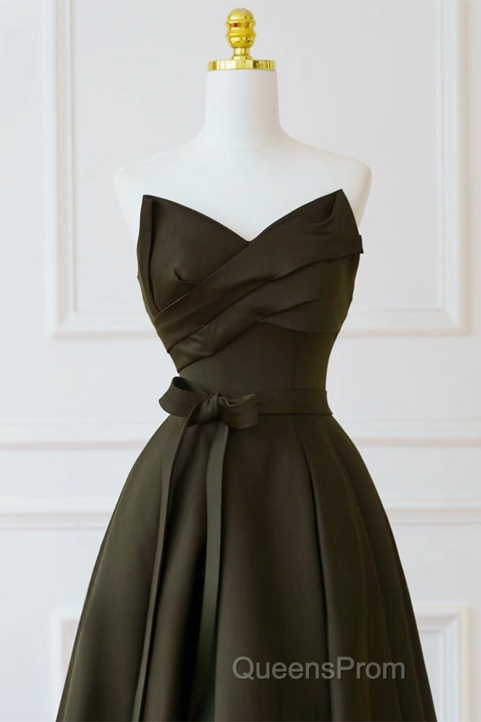A-Line V Neck Satin