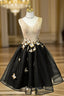 A-line V-neck Short Mini Tulle Short Evening Prom Dress Homecoming Dress