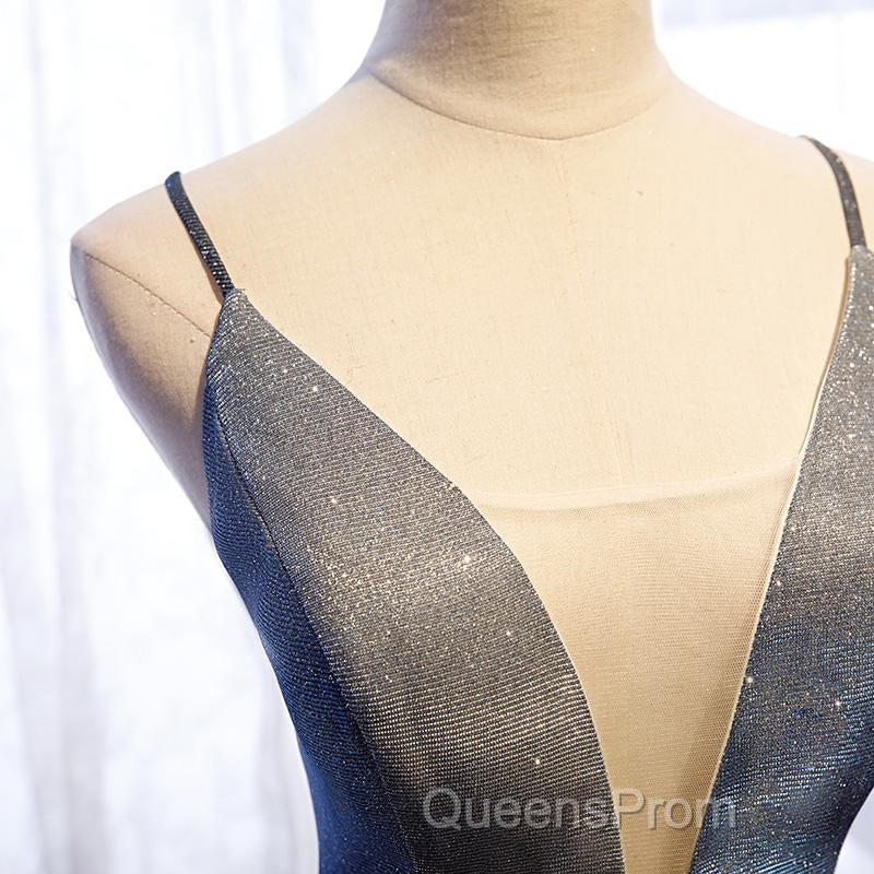 A Line V Neck Silver Gray Long Evening Prom Dress, Gray Long Formal Evening Dress