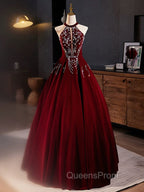 A-Line Velvet Sequin Burgundy Long Evening Prom Dress Long Evening Dress December Wedding Guest Dress