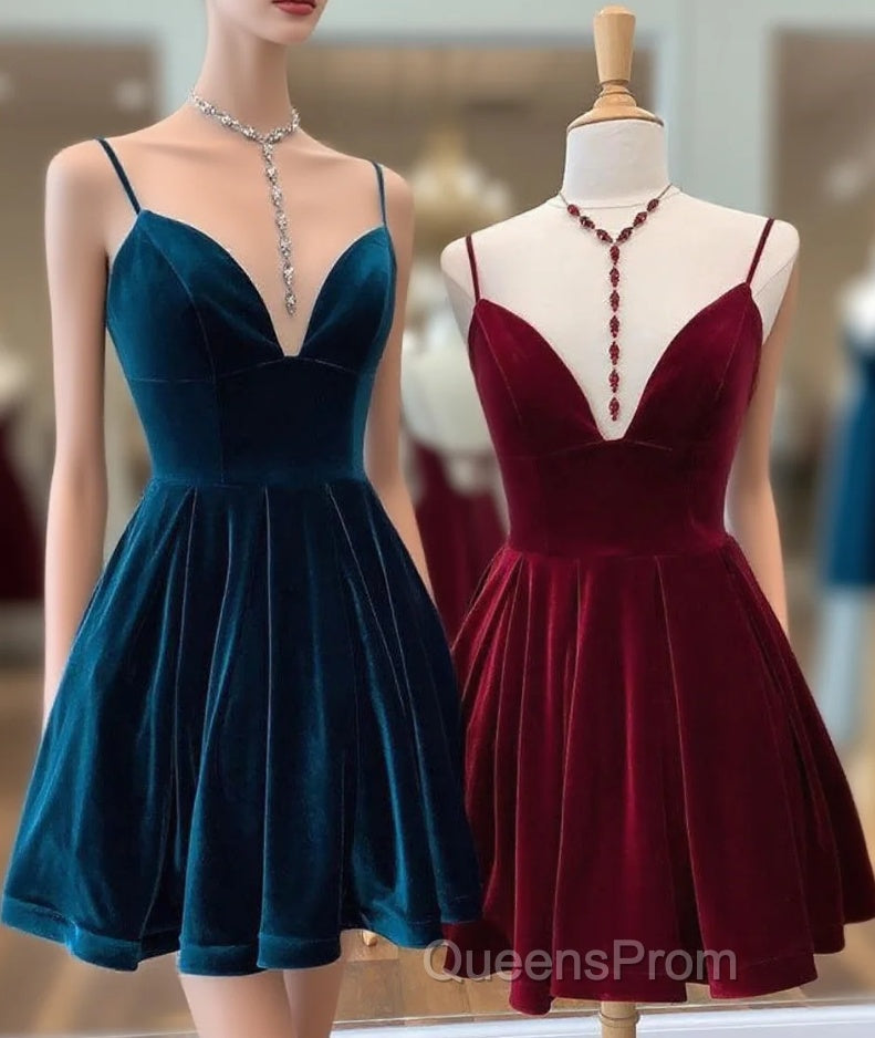 A-line Velvet V Neck Homecoming Dress Main image