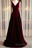 A-Line Velvet V-Neckline Sleeveless Long Party Dress Evening Prom Dress Bridesmaid Dress