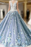 A-Line Vintage Backless Wedding Dress Tulle High Neck