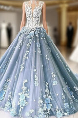 A-Line Vintage Backless Wedding Dress Tulle High Neck