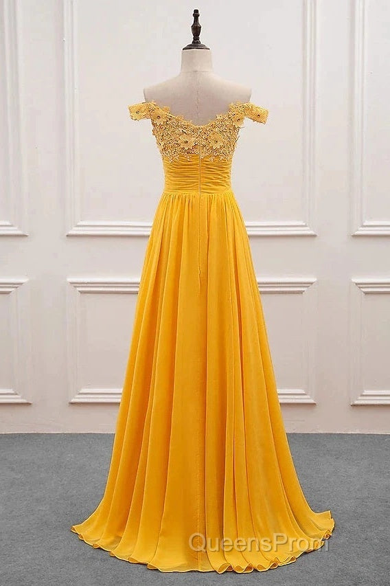 A-Line Wedding Guest Dress Floral Dress Evening Prom Sweep / Brush Train Sleeveless Off Shoulder Chiffon With Appliques