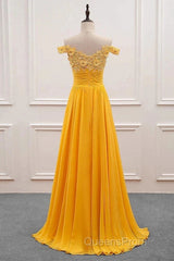 A-Line Wedding Guest Dress Floral Dress Evening Prom Sweep / Brush Train Sleeveless Off Shoulder Chiffon With Appliques
