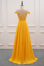 A-Line Wedding Guest Dress Floral Dress Evening Prom Wedding Party Sweep / Brush Train Sleeveless Off Shoulder Chiffon With Appliques