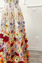 A-Line Wedding Guest Dress Floral Dress Wedding Guest Floor Length Sleeveless Illusion Neck Wednesday Addams Family Cotton Backless With Embroidery Appliques