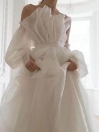 A Line White Long Organza Classy Prom Dress Classy Dress