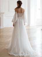 A Line White Long Organza Classy Prom Dress Classy Dress
