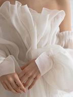 A Line White Long Organza Classy Prom Dress Classy Dress