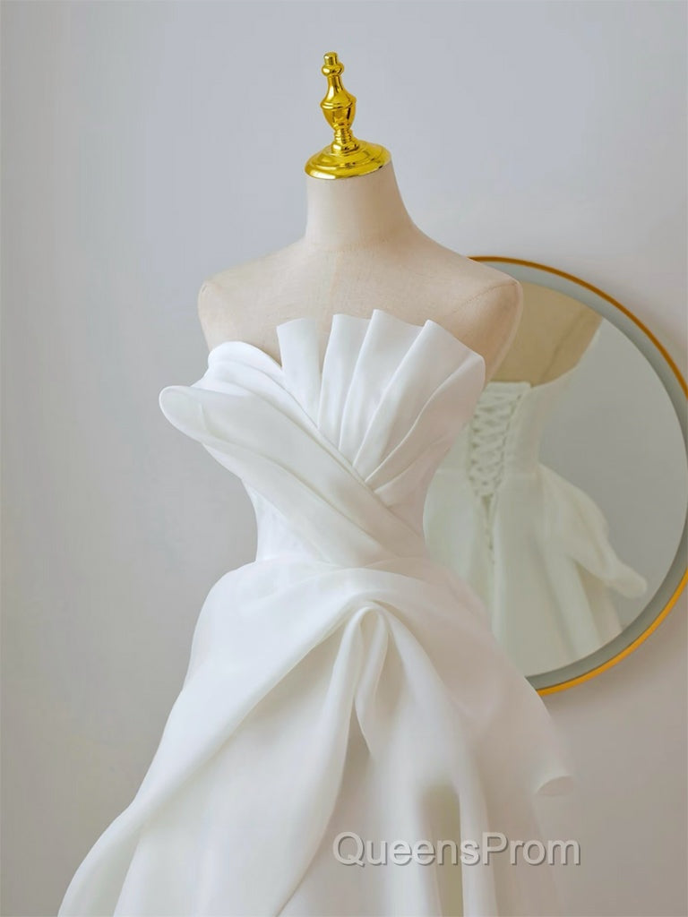 A-Line White Organza Long Evening Prom Dress, White Long Formal Dress Secondary image