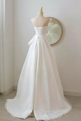 A-Line White Organza Long Evening Prom Dress, White Long Formal Dress