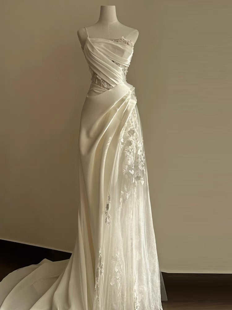 A Line White Birthday Party Dress Lace Wedding Dress Main image