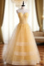 A-Line Yellow Tulle Sweetheart Evening Prom Dress
