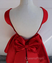 Cute A Line Satin Short Evening Prom Dress, With Bow Evenig Dress