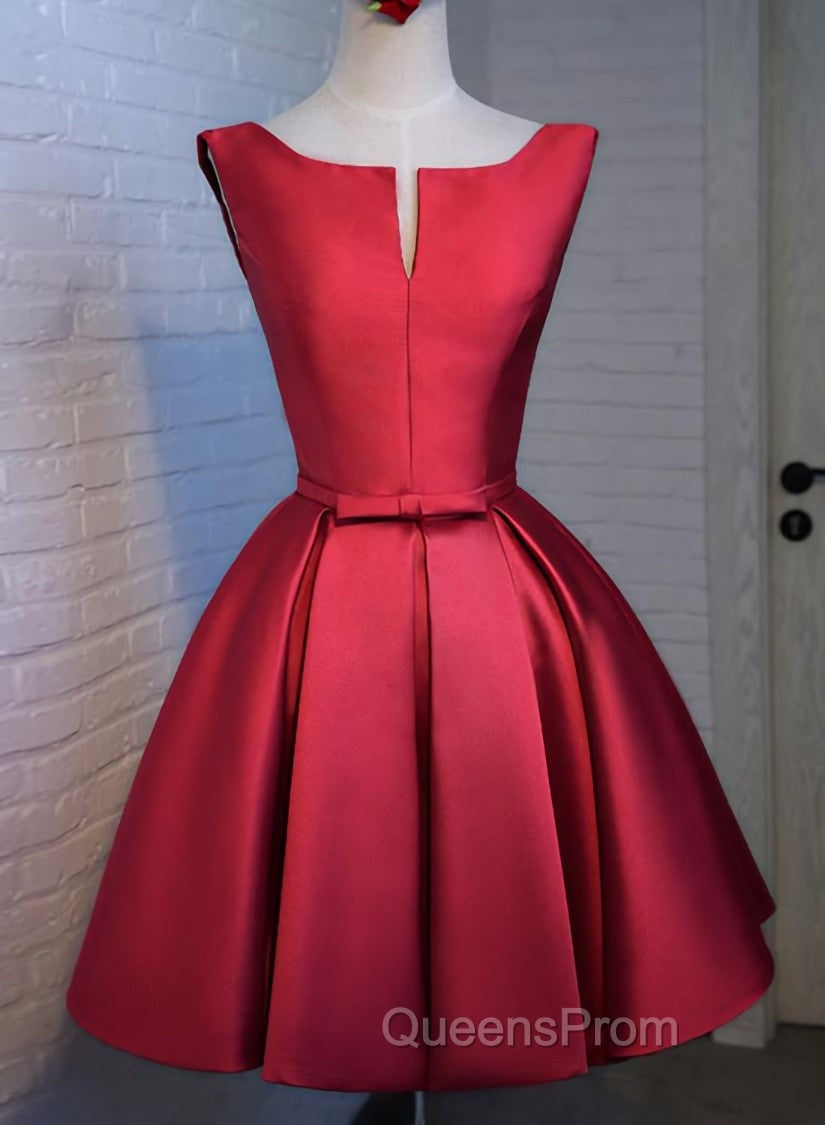 Adorable Cute Wine Red Satin Short Evening Prom Dress , New Party Dress Main image