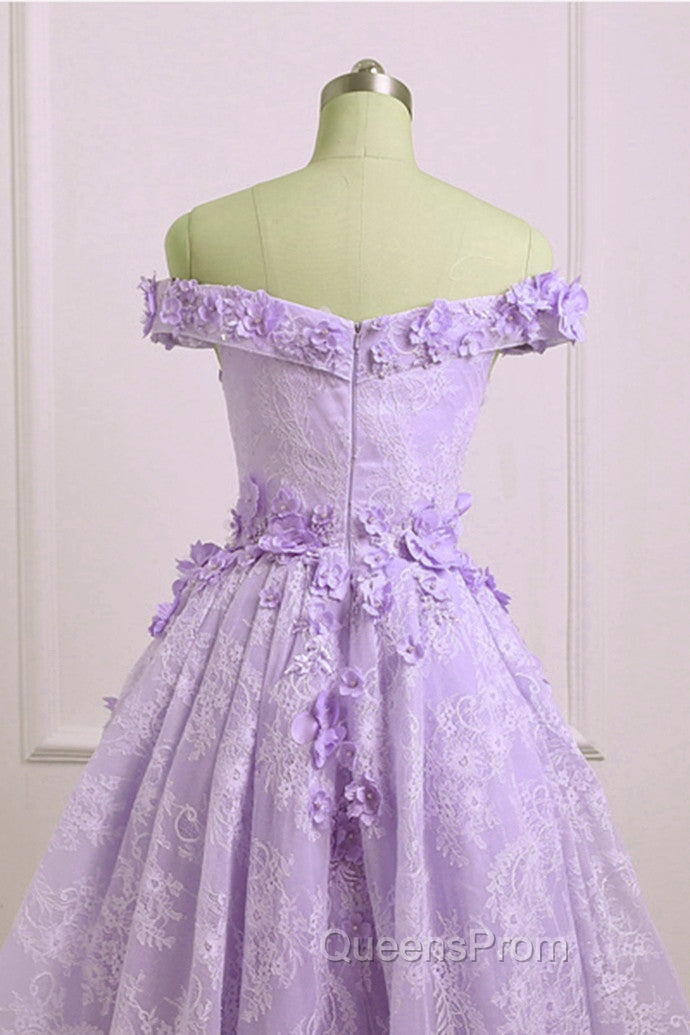 Adorable Lace Light Purple High Low Homecoming Dress, Cute Sweetheart Evening Prom Dress Secondary image