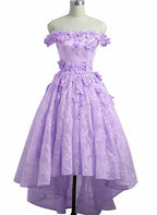 Adorable Lace Light Purple High Low Homecoming Dress, Cute Sweetheart Classy Prom Dress
