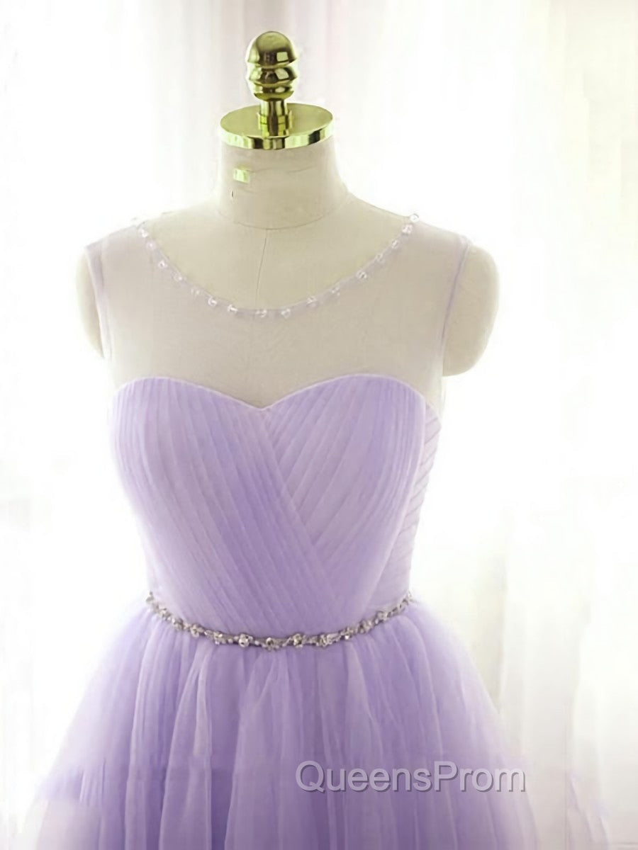Adorable Light Purple Round Neckline Beaded Short Evening Prom Dress, Cute Homecoming Dress Secondary image