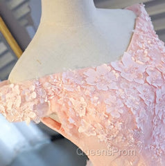 Adorable Pink Tulle Off Shoulder Pink Party Dress , Sweetheart Evening Dress