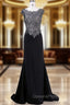 Advanced Mother of the bride Pant Suit Black With Scoop-Neck Cap Sleeve Beading