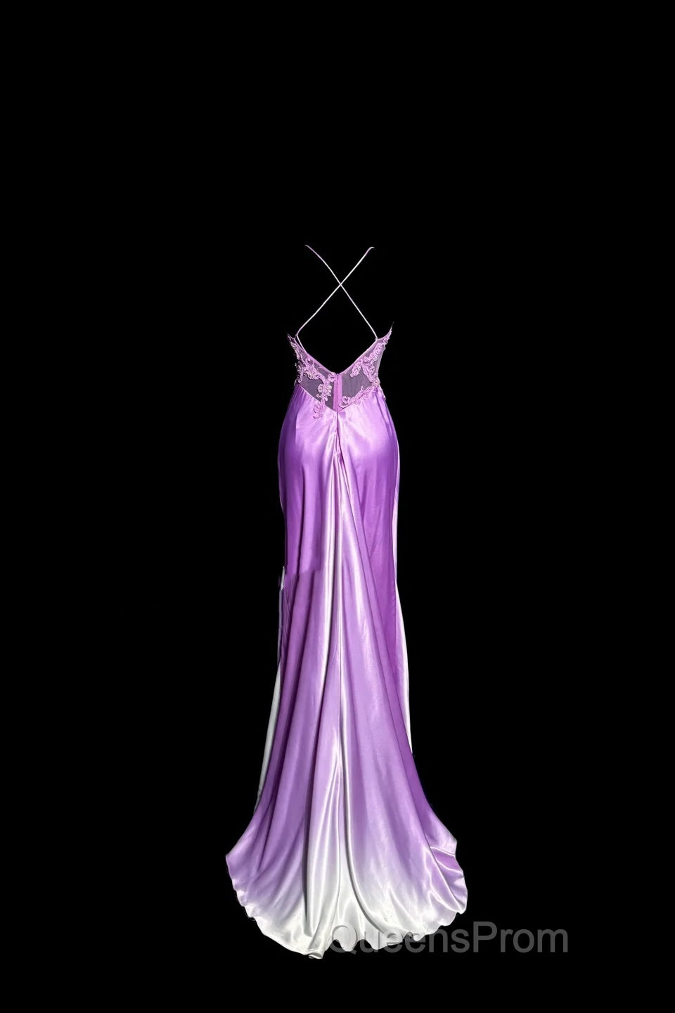 Aesthetic A Line Halter Neckline Lilac Satin Evening Prom Dress Ruffle Long Party Dress Secondary image